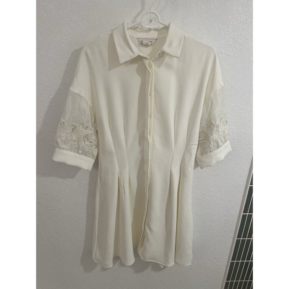 Women’s Club Monaco White Embroidered Balloon Sleeve Dress Fit and Flare Size 6